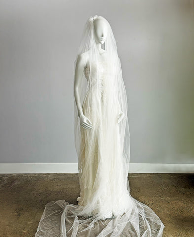 Esmé double wide cathedral length tulle bridal veil
