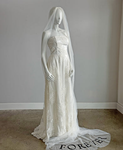 Forever hand-embroidered cathedral length bridal veil