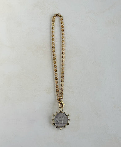 Shadowfax brass equestrian pendant